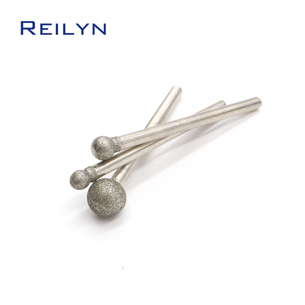 10 stücke 120 # Schaft 3mm Kugelform Diamant Bits Schleifen Grat Schleif nadel Polieren Bits 3mm/4mm/5mm/6mm/8mm/10mm
