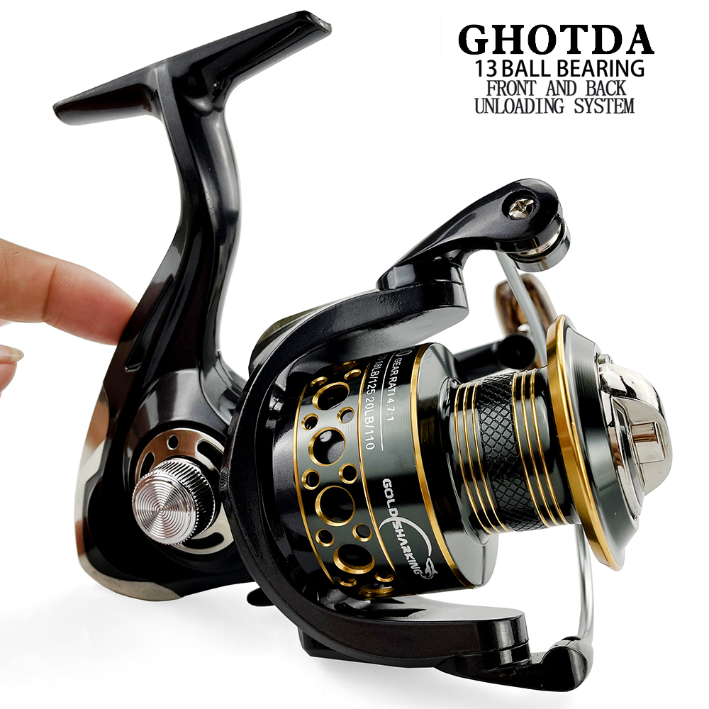 Carrete de pesca giratorio, carrete de Metal 5,2: 1/4,7:113BB, rodamientos de bolas, carrete de pesca de carpa BK2000-7000, línea de Metal, taza, aparejos de mar