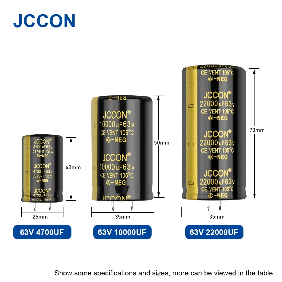 2 шт. JCCON аудио электролитический конденсатор 63 В 3300 мкФ 4700 мкФ 6800 мкФ 10000 мкФ 12000 мкФ 15000 мкФ 22000 мкФ с низким ESR для усилителя Hi-Fi