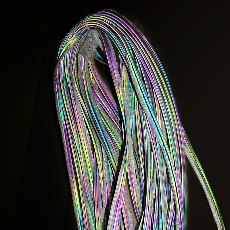 Bunter regenbogenfarbener reflektierender Paspelstreifenstoff für die Kantenabdeckung auf Kleidung, Taschen, Schuhen, 5 Meter