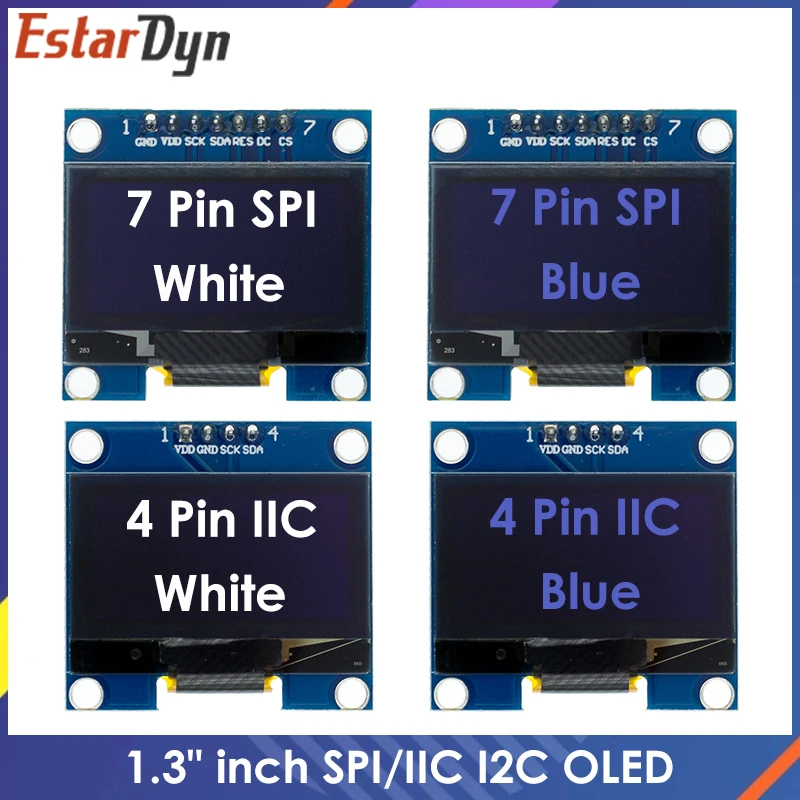 Módulo OLED RoHS de 1,3 pulgadas Blanco/azul SPI/IIC I2C Comunicar Color 128X64 Módulo de pantalla LED LCD OLED de 1,3 pulgadas Módulo OLED de 1,3"