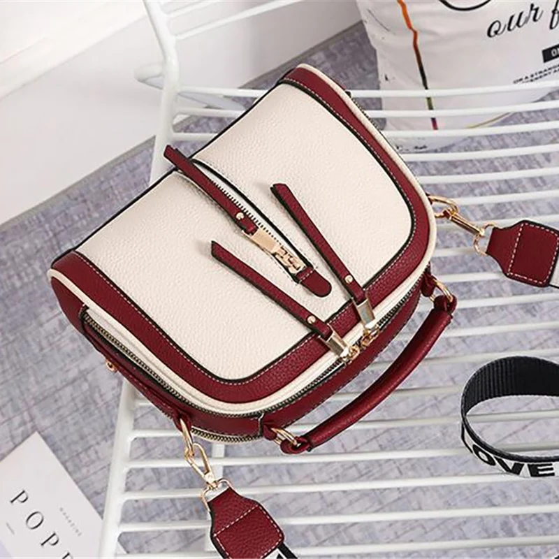 Borse a tracolla colorate alla moda per donna Borse a tracolla a tracolla in pelle PU femminile Borsa piccola con tracolla larga