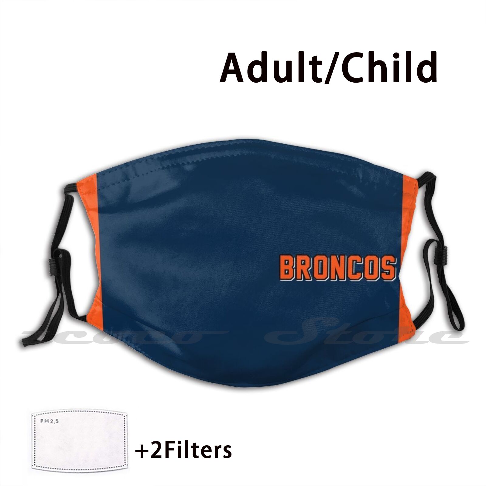 Bronco original máscara pano reutilizável filtro de impressão lavável broncos cavalo denver laranja futebol
