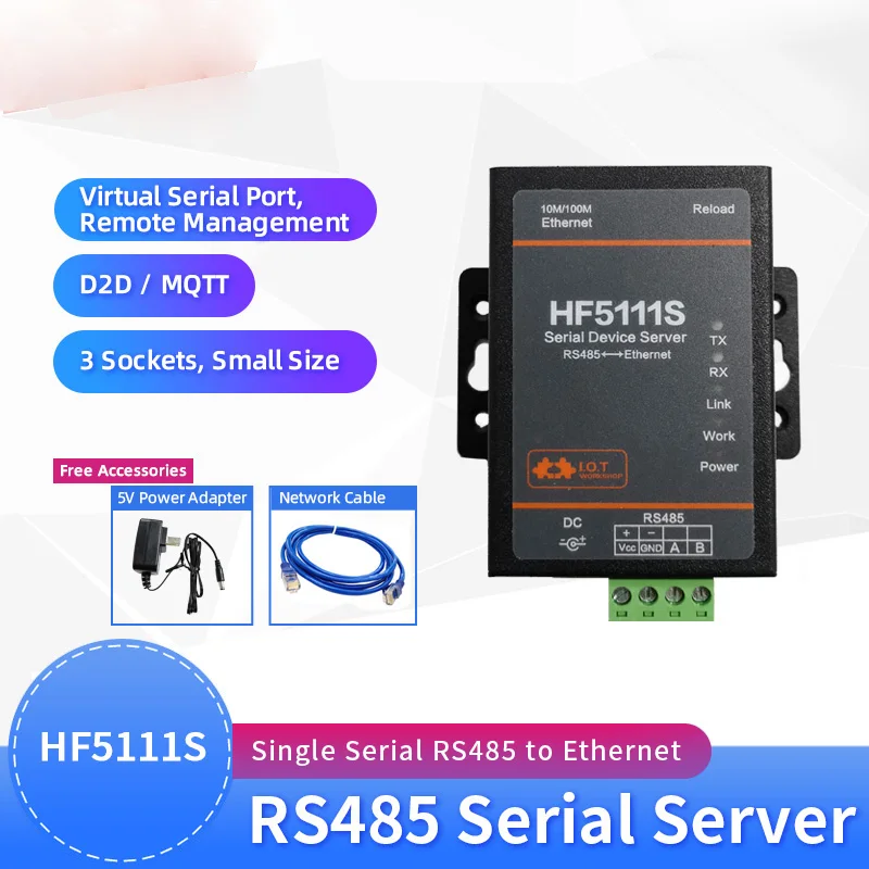 HF5111S Seriële Server Industriële Seriële Poort Server RS485 Naar Ethernet 3 Sockets Romote Management D2D/Mqtt/Modbus