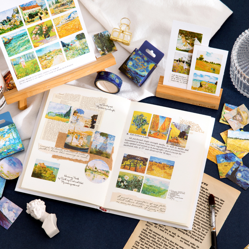 Journamm 45 ピース/ロット世界的に有名な絵画シリーズミニボックスステッカースクラップブッキングクリエイティブ装飾文具シールステッカー