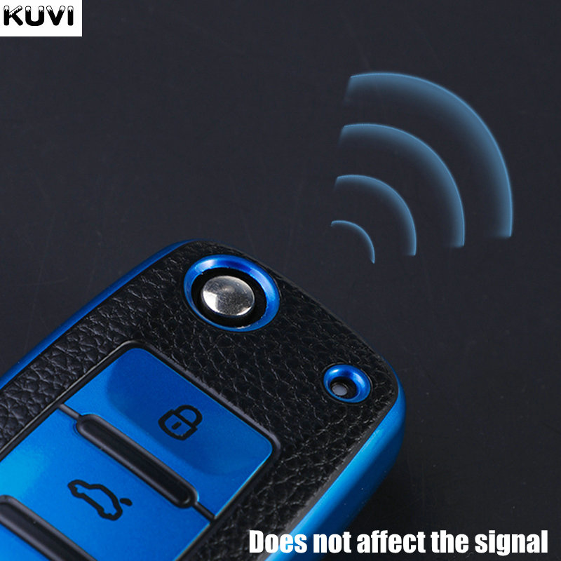 Capa de couro tpu para chave de carro, para volkswagen vw polo golf passat tiguan beetle caddy t5 up eos skoda octavia seat leon altea