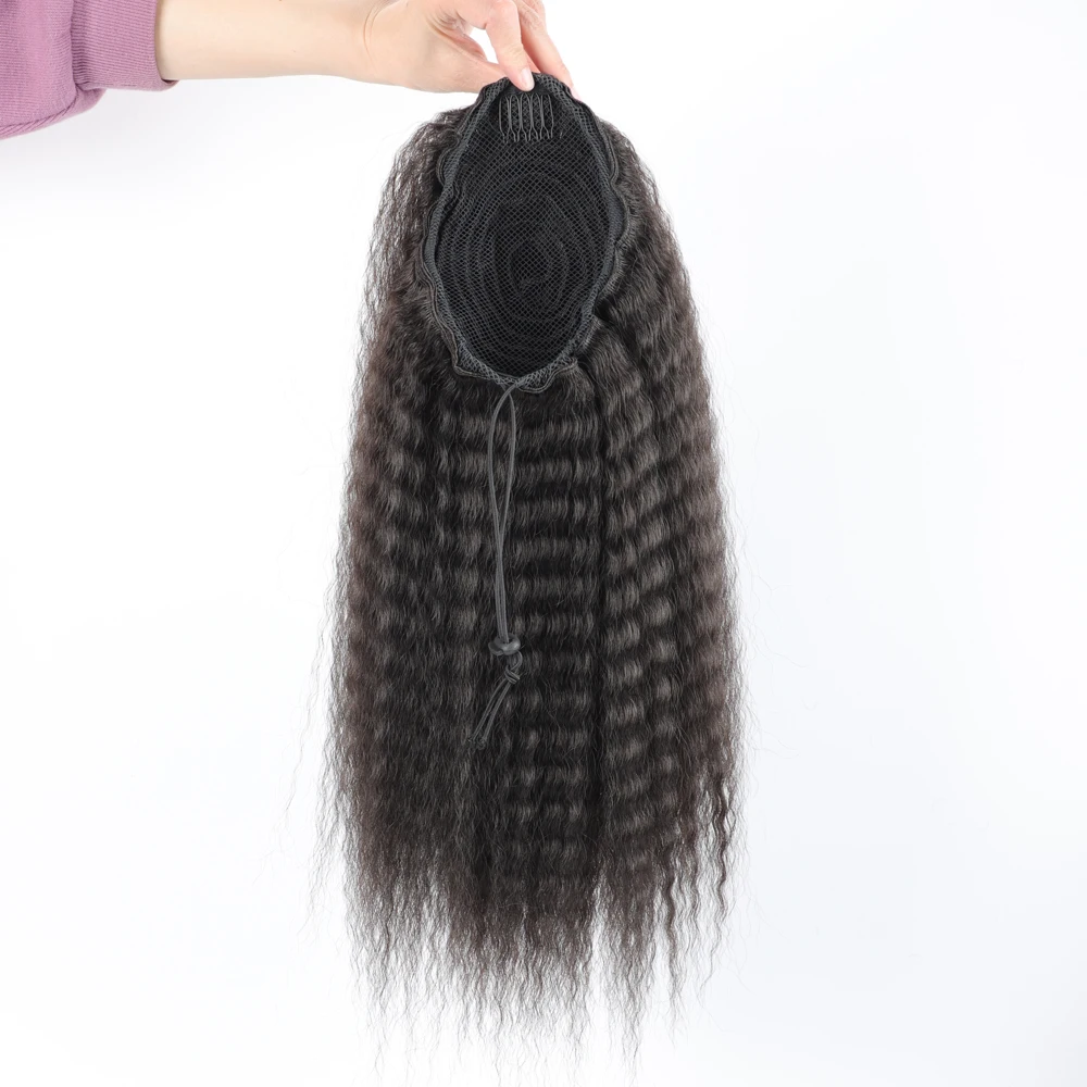 Faux cordon synthétique queue de cheval Extension de cheveux élastique pour les femmes crépus bouclés queue de cheval cheveux synthétiques haute bouffée Afro postiche