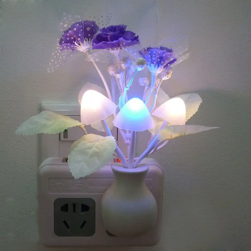Luz nocturna de inducción con enchufe de EE. UU., lámpara Luminaria de hongos de ensueño, 220V, 3 LED, luces nocturnas