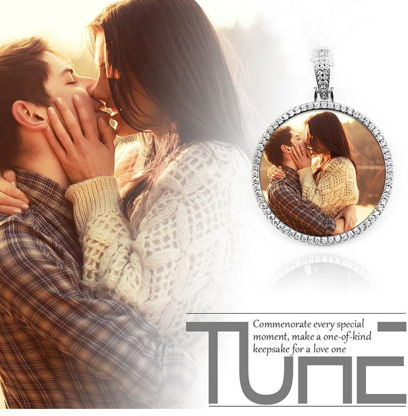 Unisex Round Memory Medallions Pendant Custom Photo For Men Hip Hop Jewelry