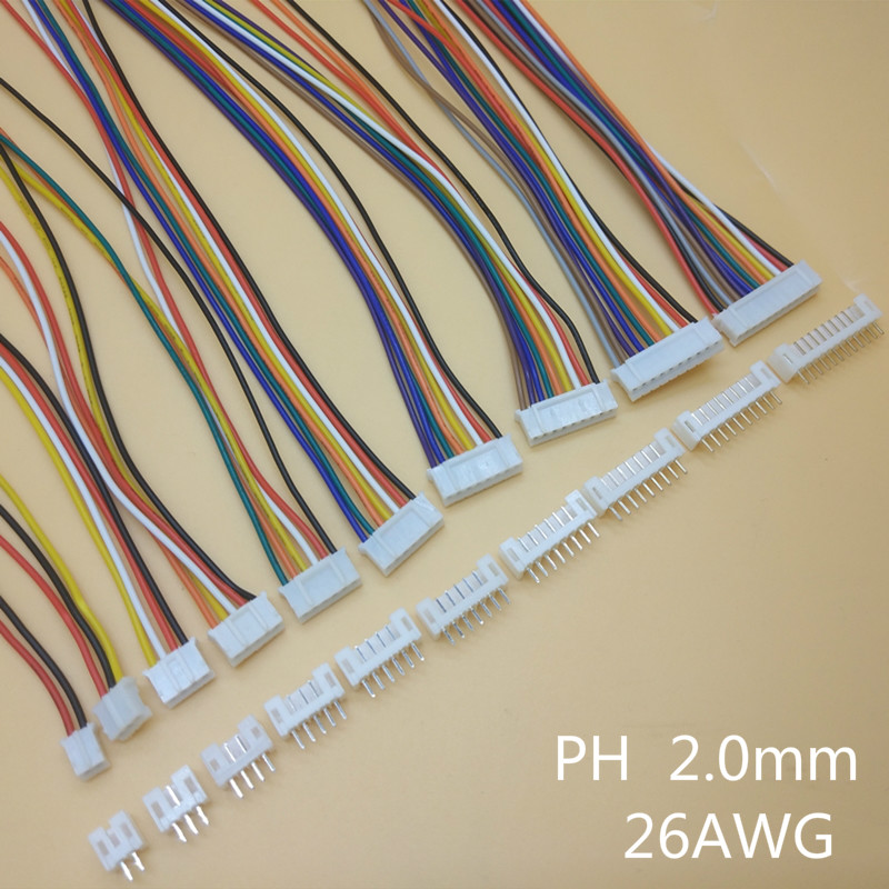 10 セット SH1.0 JST1.25 ZH1.5 PH2.0 XH2.54 コネクタメス + オス 2/3/4/5/6/7/8/9/10P プラグとケーブル 10/20/30 センチメートル
