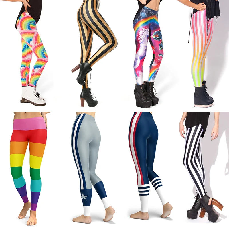 Mới Gợi Cảm Nữ Legging Sọc Cầu Vồng In Tập Thể Dục Quần Leggin Thời Trang Ôm Dáng Cao Cấp Quần Legging Nữ Quần Quà Tặng Giáng Sinh