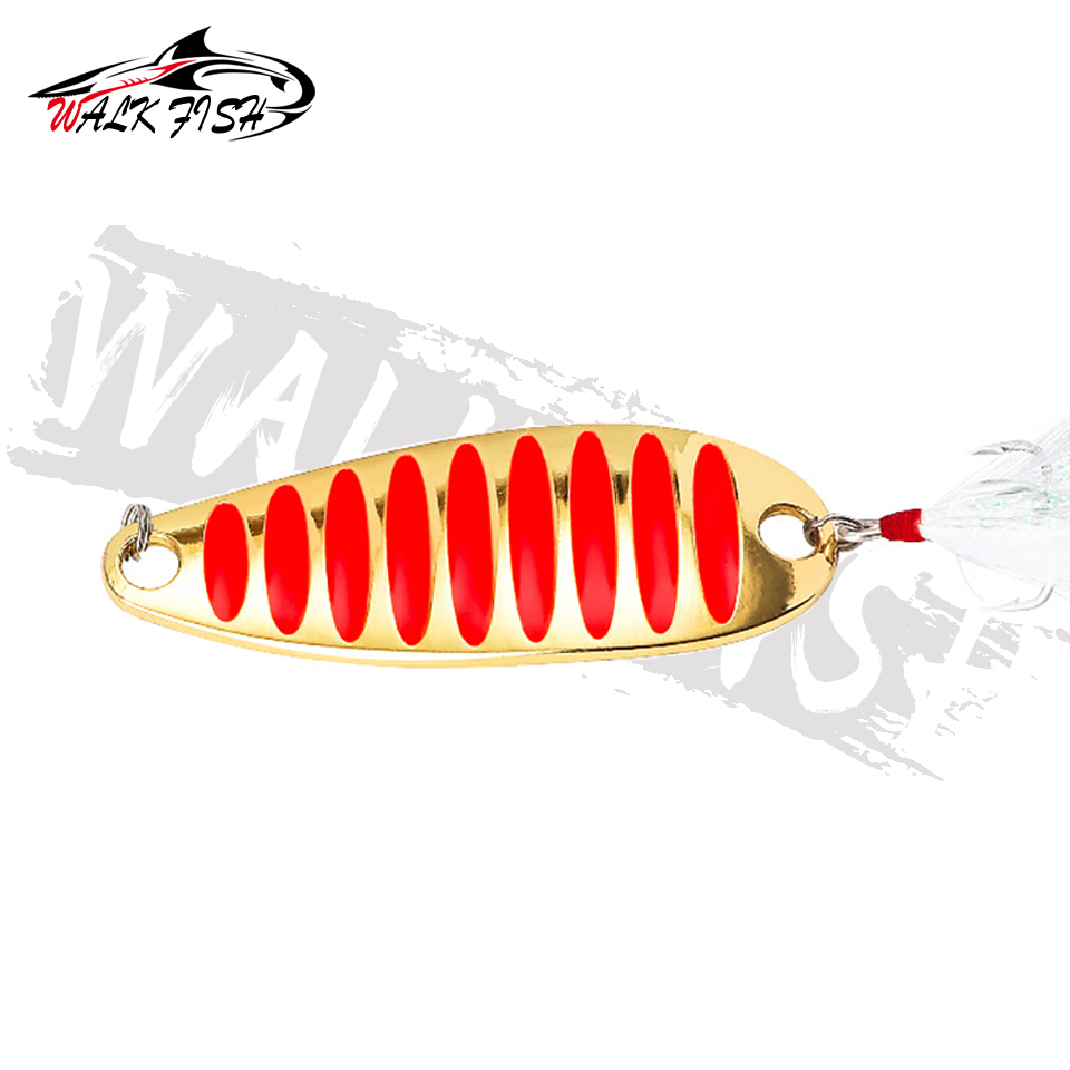 WALK FISH señuelo de cuchara de Pesca, Señuelos duros con pluma de metal, 5g, 7g, 10g, 15g, 20g, 30g
