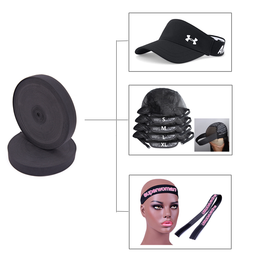 Diadema de costura de 5M/rollo para peluca, banda elástica para peluca de 5 tamaños para sujetar peluca, accesorios para peluca DIY de buena calidad, banda elástica para peluca