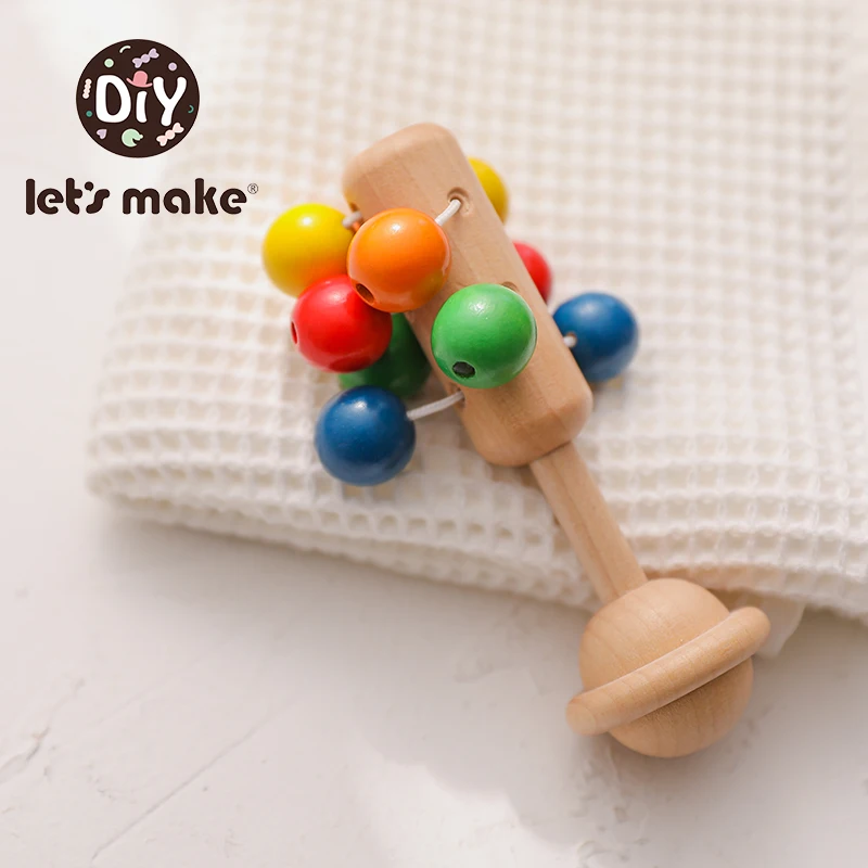 Let's make ของเล่นไม้เด็ก Rattle ทารกแรกเกิด Montessori การศึกษาไม้ 0 ได้ถึง 1 ปีเกมสําหรับทารกของขวัญใหม่
