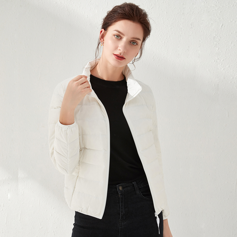 レディースダックダウンジャケット,超軽量,マット生地,防水,シームレス,暖かいパーカー,無地,冬,90% コレクション