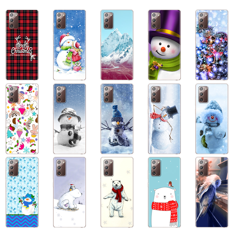 Untuk Samsung Galaxy Note 20 Penutup Belakang Casing Ultra untuk Samsung Note 20 Silikon Lembut TPU Coque Pohon Salju Natal Tahun Baru