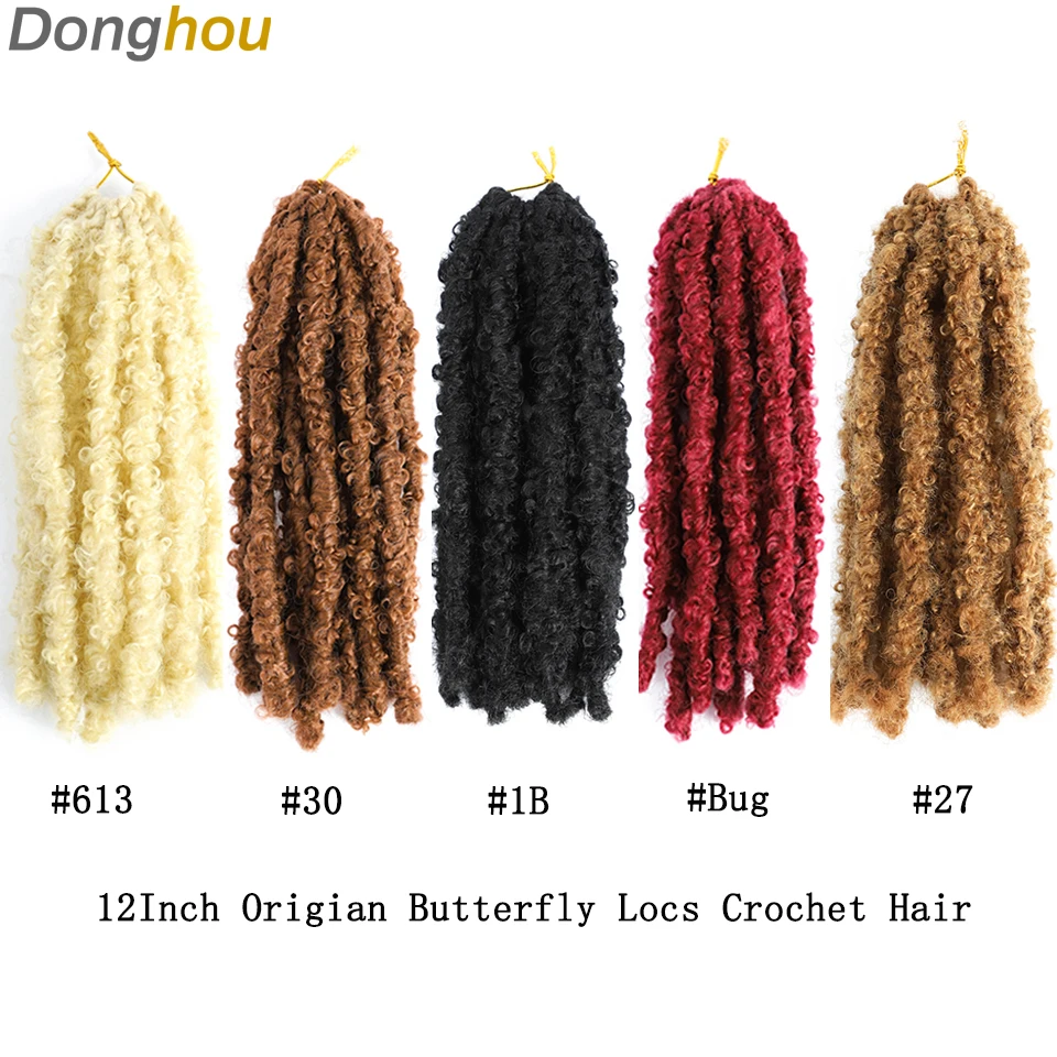12 Zoll echtes Butterfly Locs Häkelhaar Natur 1B 613 Blonde 30 27 Bug synthetisches Ombre Butterfly Distressed Locs Häkelhaar