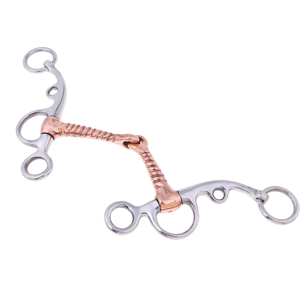 Aparejo para aperitivos de caballo de acero inoxidable con boca de articulación de tornillo de cobre, accesorios ecuestres para entrenamiento de caballos