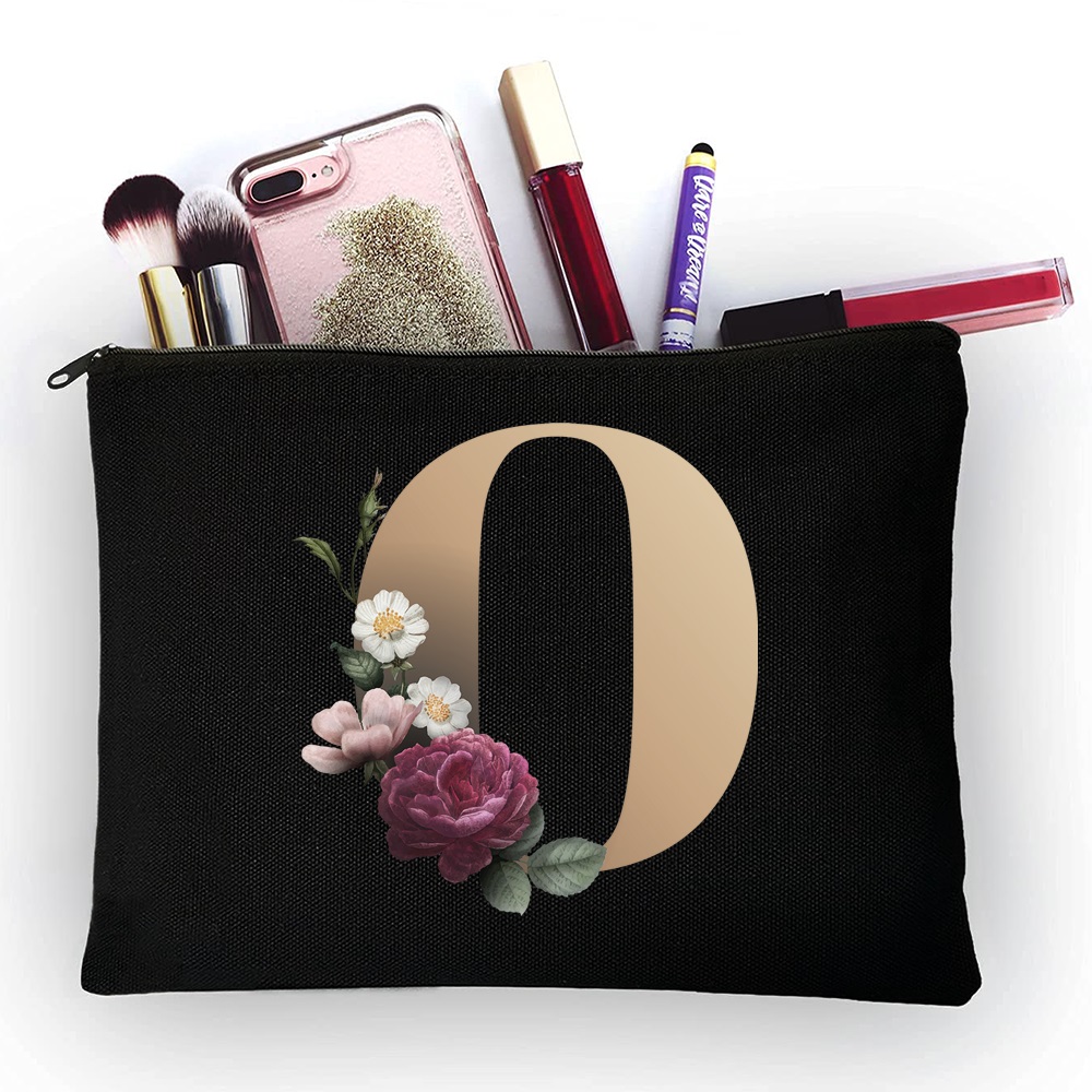 Borsa per il trucco per ragazza Borsa per organizer classica con motivo a lettere dorate Borse per borse da viaggio Borsa per cosmetici da donna