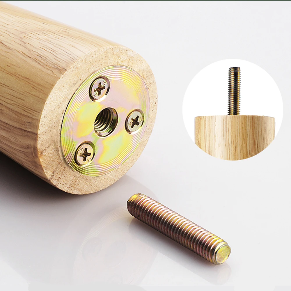 4 M6/M8/M10 Vít Gỗ Sồi Nội Thất Chân Châu Âu Styls Hình Nón Gỗ Cao Su Sofa Chân Gỗ bàn Tủ Đồ Nội Thất Lớn Lên Bàn Chân
