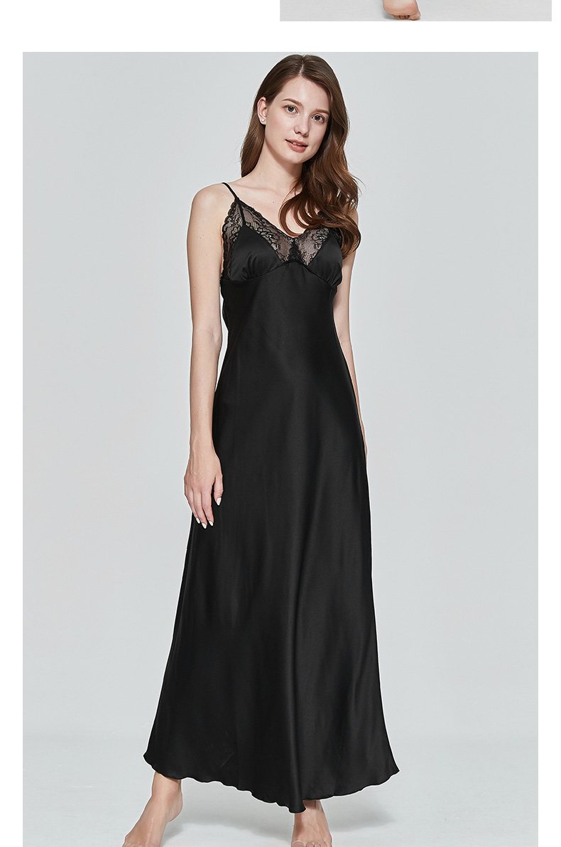 Camisón Largo de seda Artificial para mujer, ropa de dormir en V profundo con escote, Sexy