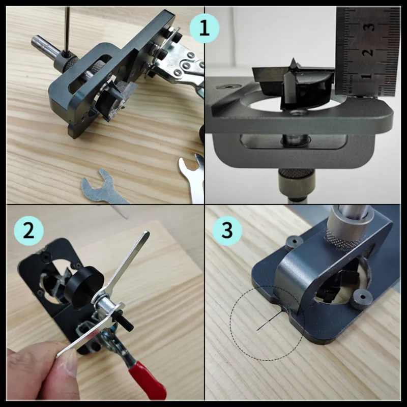 35 มม.บานพับ Boring Jig งานไม้เจาะรูท่องเที่ยว Locator พร้อมติดตั้งอลูมิเนียมรูเปิดแม่แบบประตูตู้