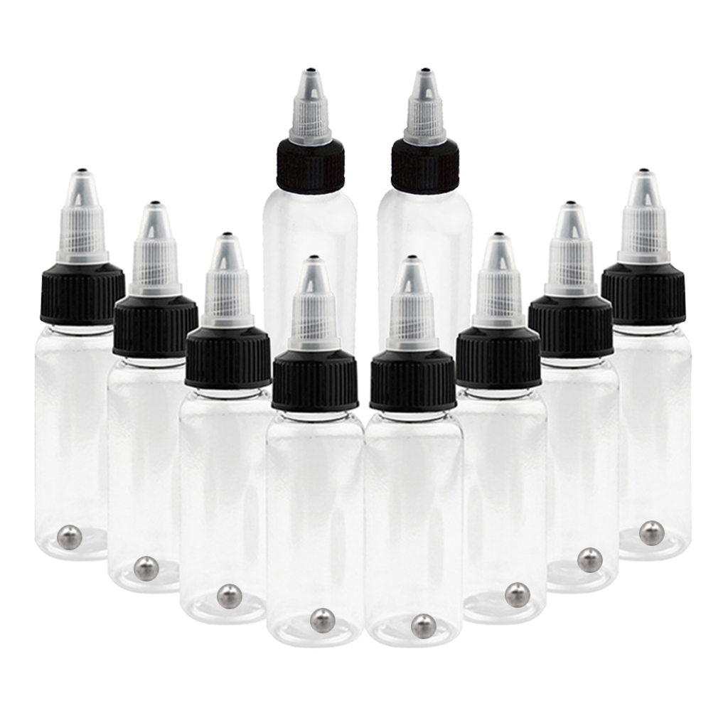 5-10 Uds 30/50/60/120/250ml botellas de pigmento de tinta de aerógrafo de tatuaje transparente reciclable contenedor de botella vacía para Color de tinta de tatuaje