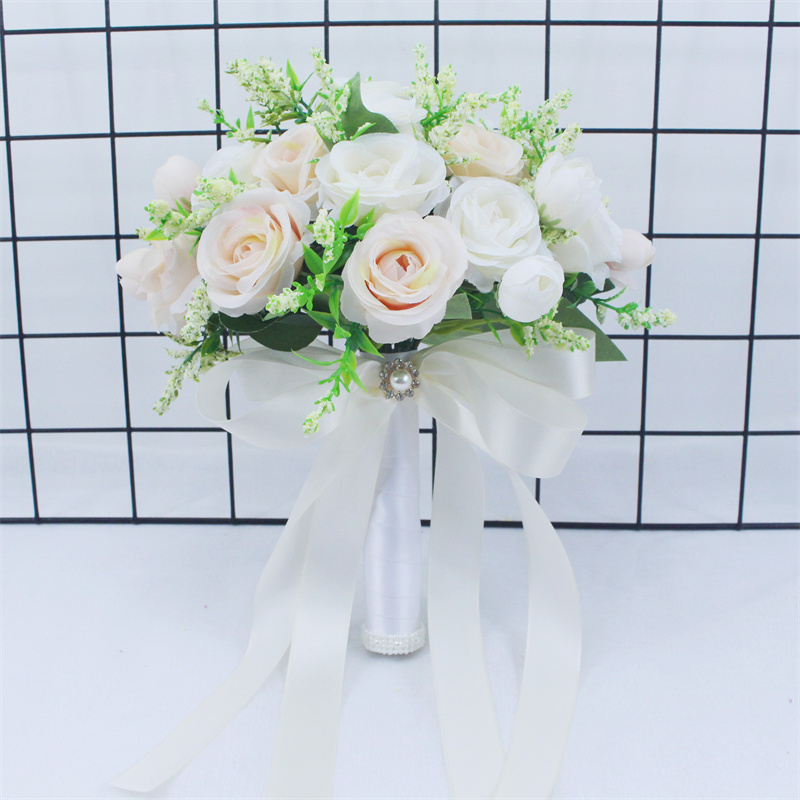 Bridal Bridesmaid Wedding Bouquet Handmade Artificial Flower Rose Silk Flowers buque casamento Bridal Bouquet for Wedding Decor