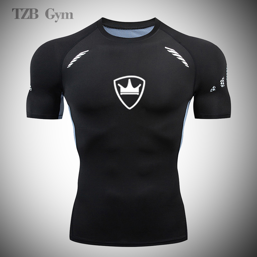 Kaus Lari Jogging Latihan Luar Ruangan Pria Dry Fit Gym Kebugaran Wicking Keringat Elastis Kompresi