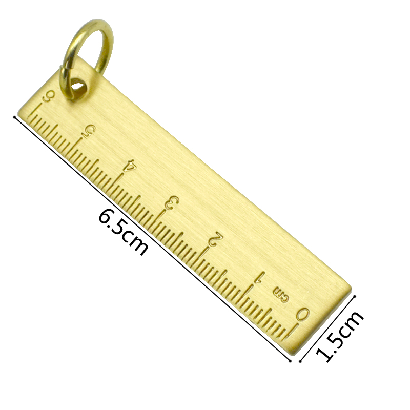 Mini Portable Golden Brass Ruler With Hang Vintage Metal Measure Tools Small Stationery Accessories 6cm Scale Straightedge Gift
