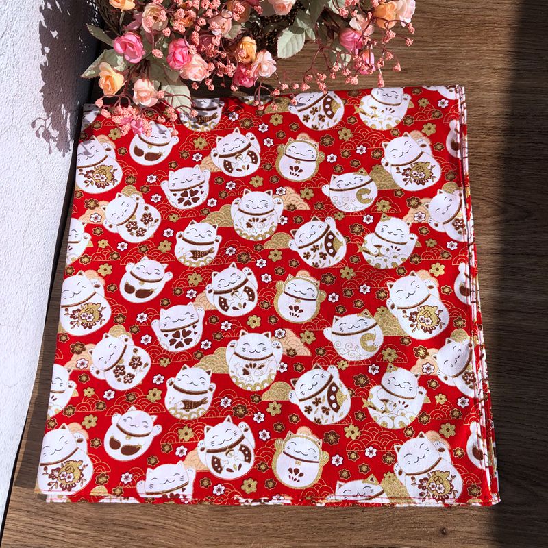 Furoshiki tradicional japonês wrap pano algodão vermelho gato sorte natal e ano novo presente caixa de embrulho pano lenço