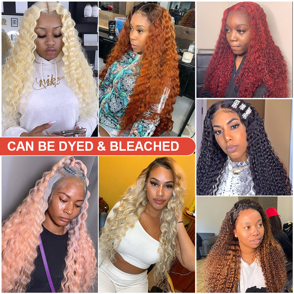 Parrucca anteriore in pizzo a onda d'acqua Parrucche anteriori in pizzo pieno per capelli umani per donne nere 30 34 pollici HD Parrucca frontale a onda profonda sciolta bagnata e ondulata