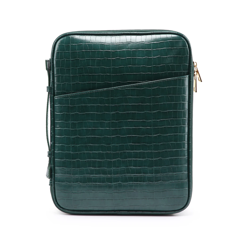 Bolso de oficina para mujer con patrón de cocodrilo para ordenador portátil, bolso de archivo de cuero para IPAD, carpeta de archivos de documentos de papel A4 a la moda