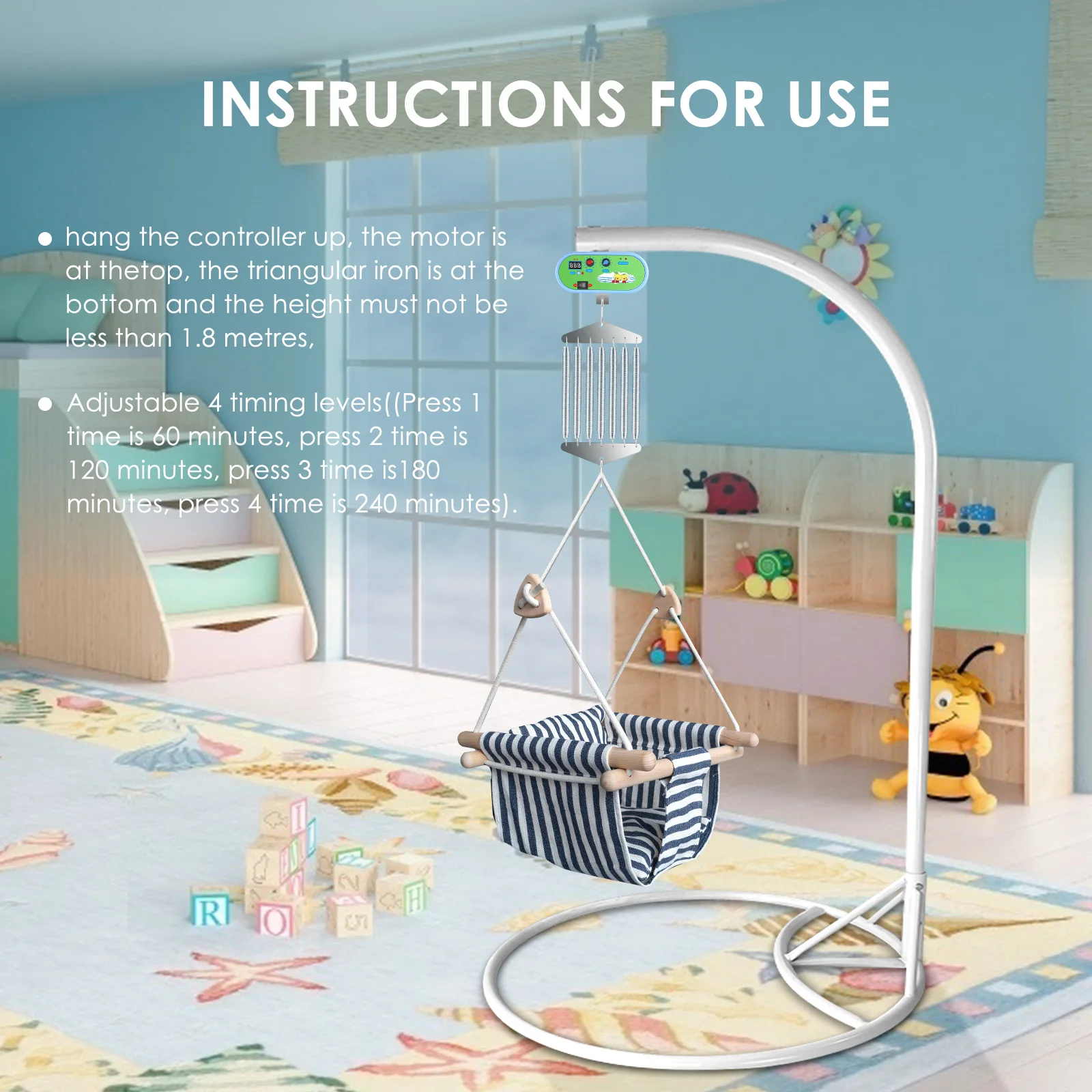 ทารกแรกเกิด Cradle Controller เยอรมนีอะแดปเตอร์ภายนอก Power Auto Rock Play Vibrating Sleeper Baby Swing เปลี่ยนมอเตอร์