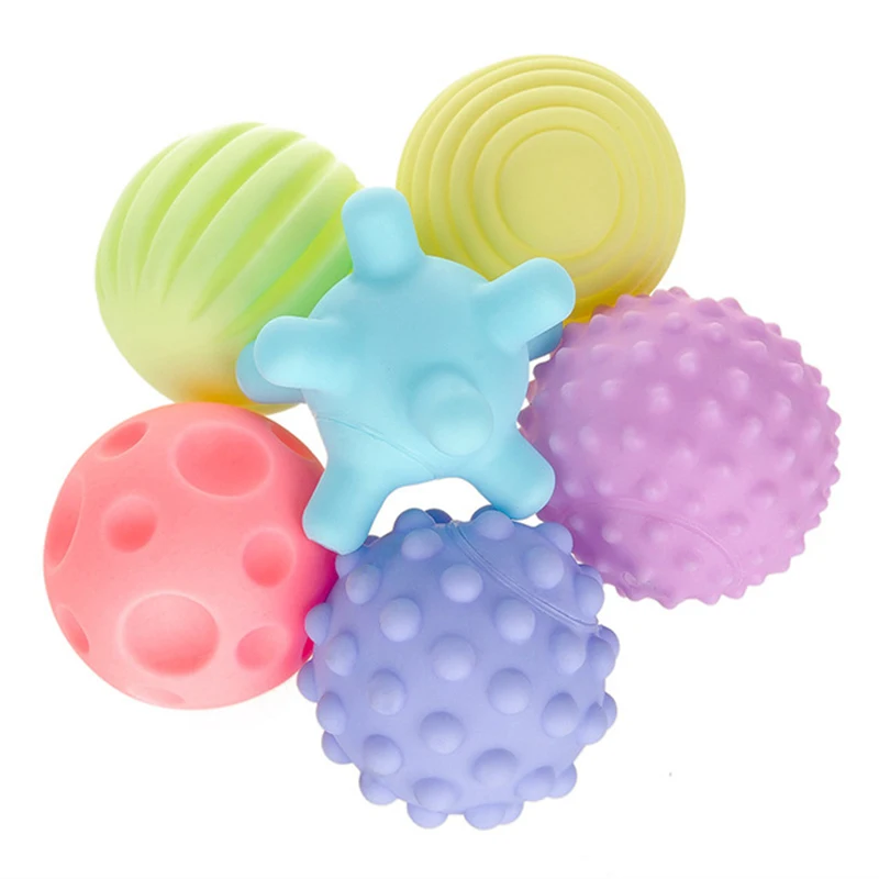 6 ชิ้นของเล่นเด็กอ่อน Textured Multi Rattle Balls เด็กที่มีสีสัน Touch จับมือบีบของเล่นทารก Sensory นวด