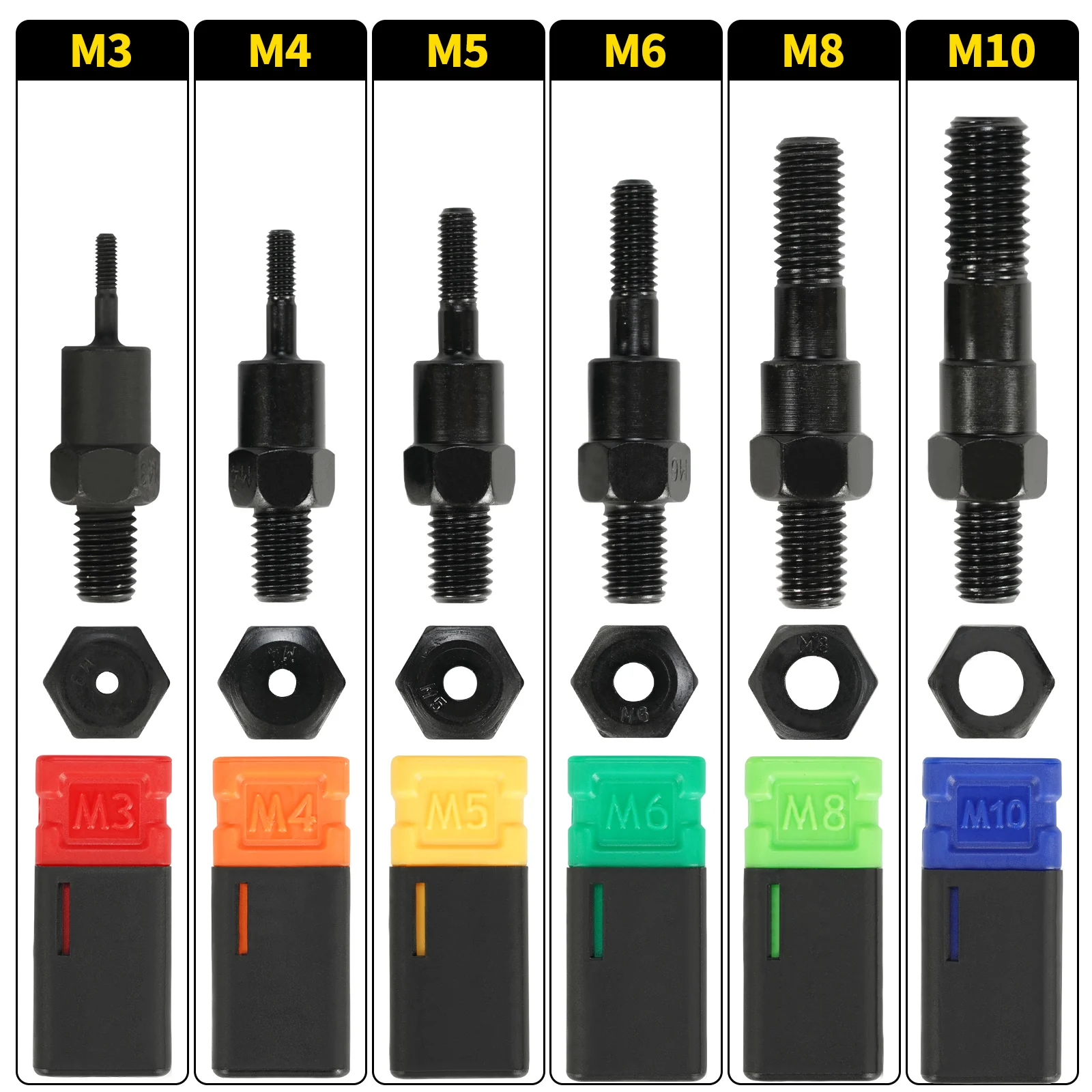 Hand Rivet Nut Gun Insert threaded Mandrels Manual Riveters Nut Gun for Riveting Rivnut Tool M3 M4 M5 M6 M8 M10 M12 Nuts Toolbox