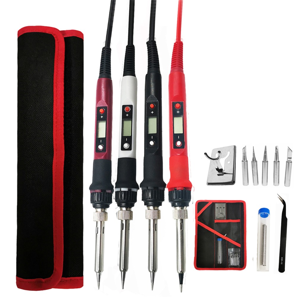 Kit saldatore elettrico digitale da 80 W Set temperatura regolabile 220 V 110 V Strumento di saldatura Riscaldatore ceramico Punte di saldatura Rilavorazione