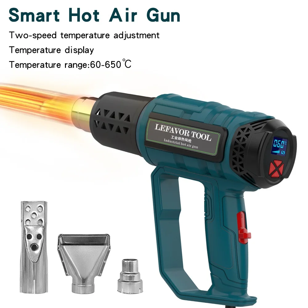 Pistola de aire caliente eléctrica Industrial, termorregulador, envoltura retráctil, soplador térmico, boquilla calefactora, 2000W, 220V