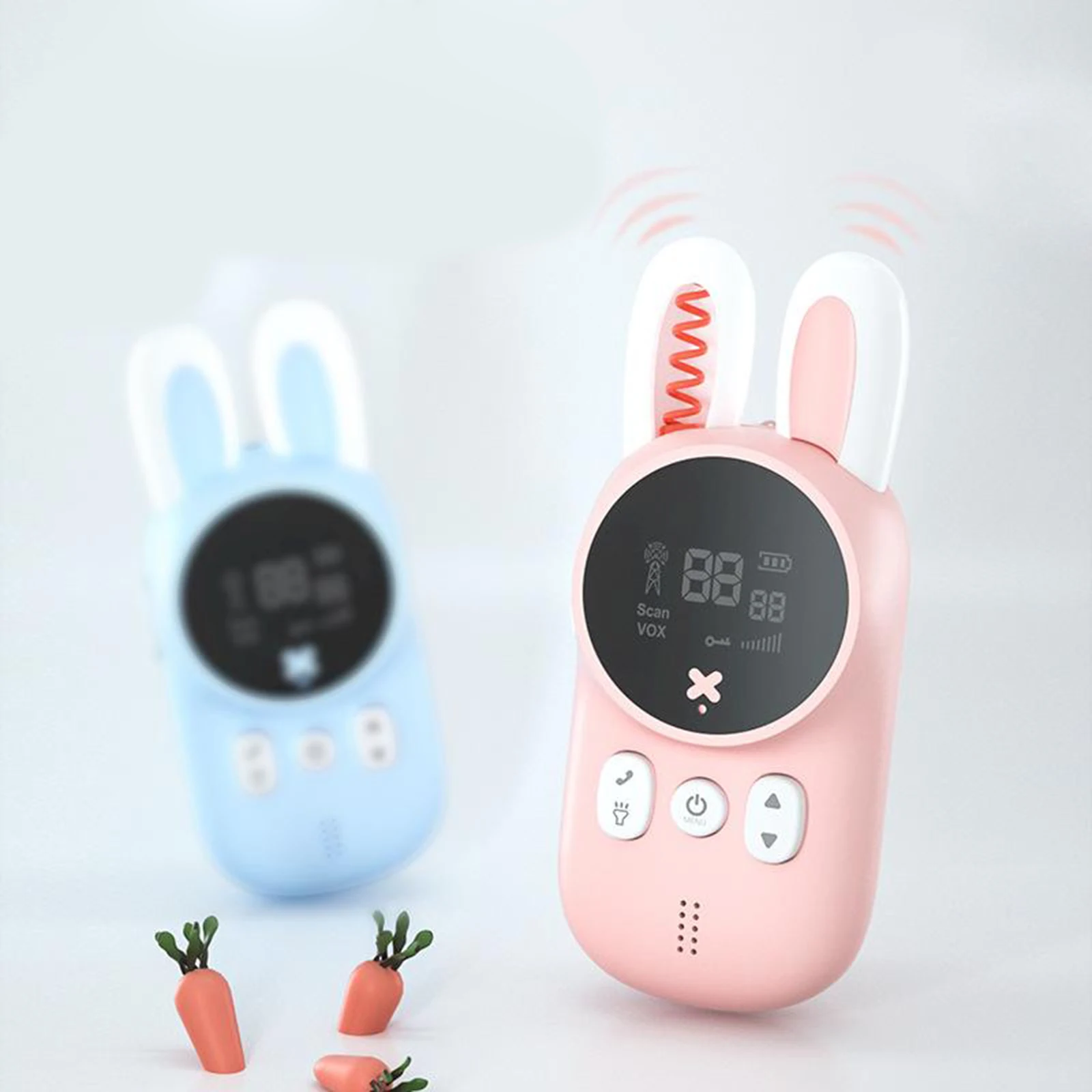 2 แพ็คเด็ก Walkie Talkie 2-Way 3KM ไร้สายชุดมินิของเล่นวิทยุมือถือ Lanyard Interphone Transceiver ของขวัญวันเกิด