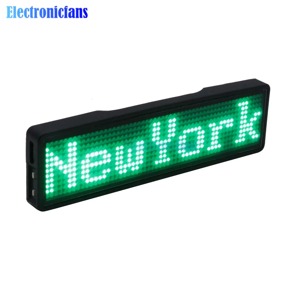 Ajustável Mini LED Digital Display Name Badge, Rolagem LED Sign, conectar ao Bluetooth, 4 velocidades, programável