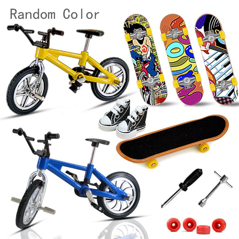 Finger Skate Board Bikes Tech Two Wheels Mini Scooter Fingertip Bmx Bicycle Set Fingerboard Shoes Deck Toys Boys Birthday Gifts