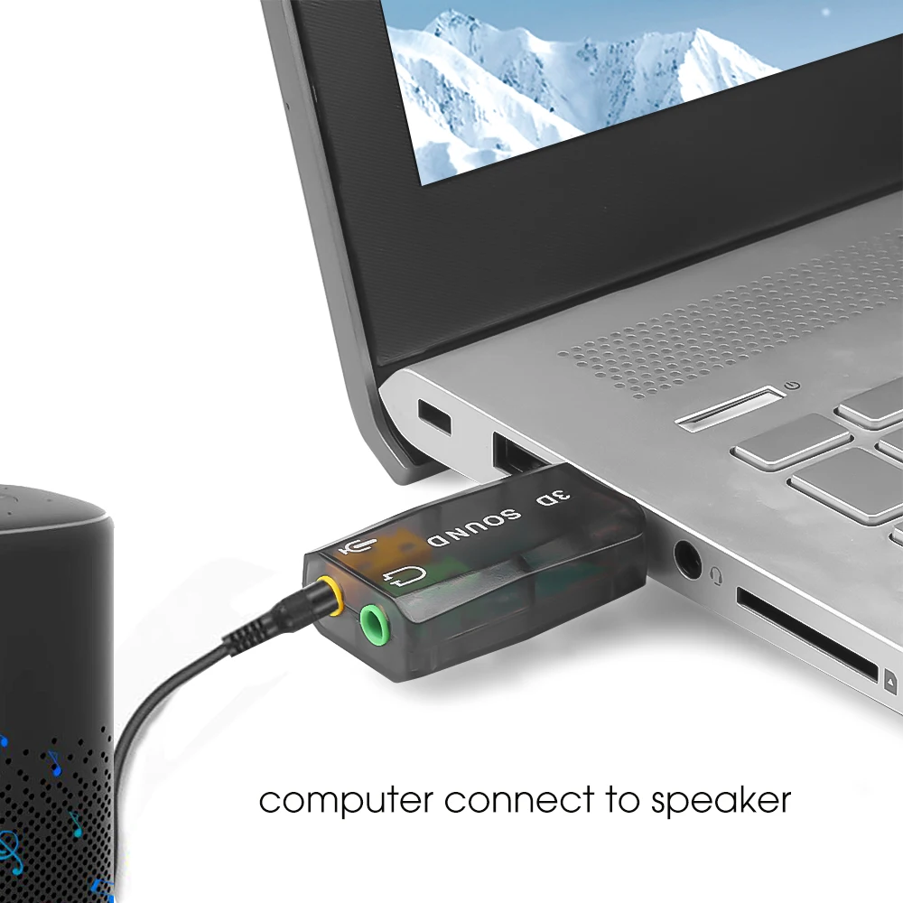 Mini zewnętrzny mikrofon USB na 3,5 mm gniazdo słuchawkowe Stereofoniczny zestaw słuchawkowy 3d Adapter audio karty dźwiękowej Nowy interfejs głośnikowy do laptopa