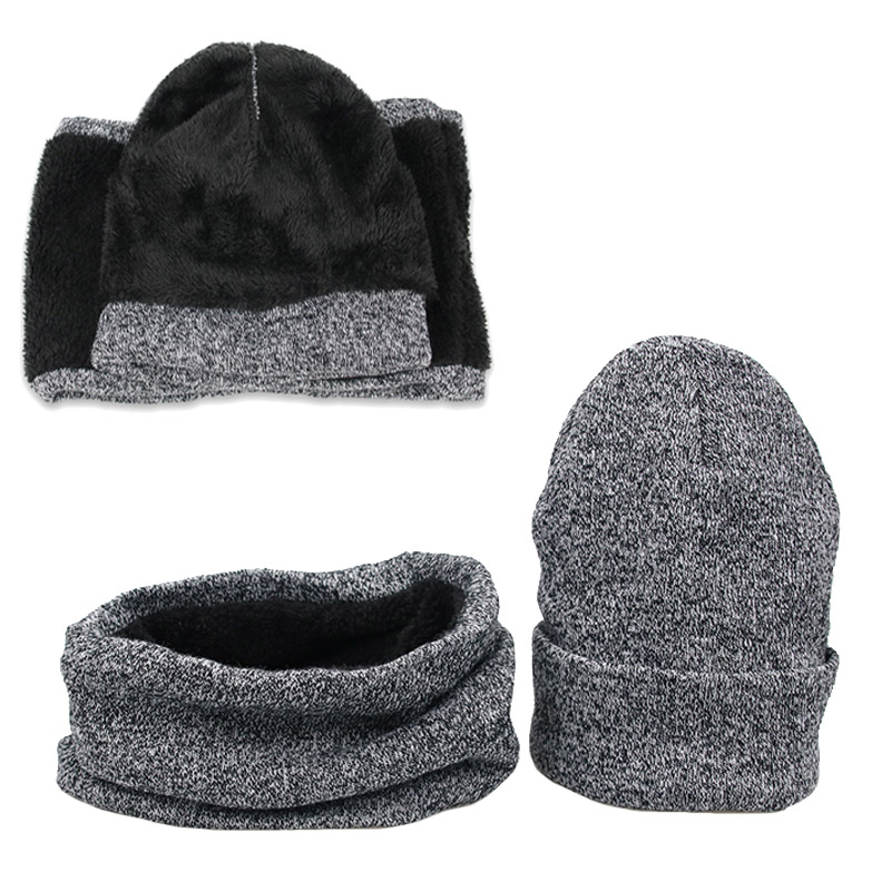 Winter Männer Hüte Schal Set Warm Halten Dick Gestrickte Kappen Winter Zubehör Männlichen Beanie Schal Herbst Verdicken Sicherungs Kappe