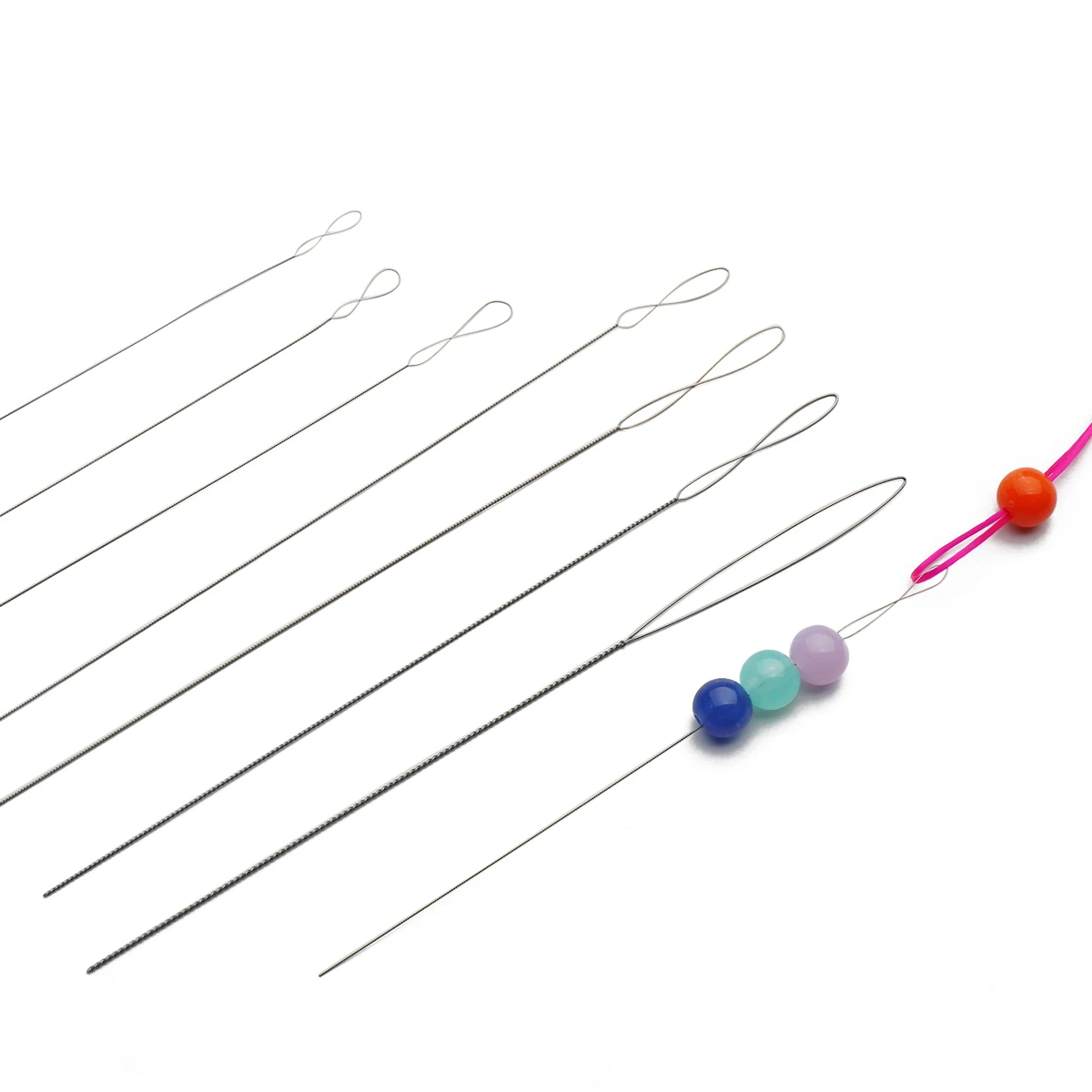 Aguja de perla giratoria de remo, aguja especial para Piercing de perlas con cuentas, aguja de hilo de 0,15-0,7mm, aguja de perforación Extra fina, 1 ud.