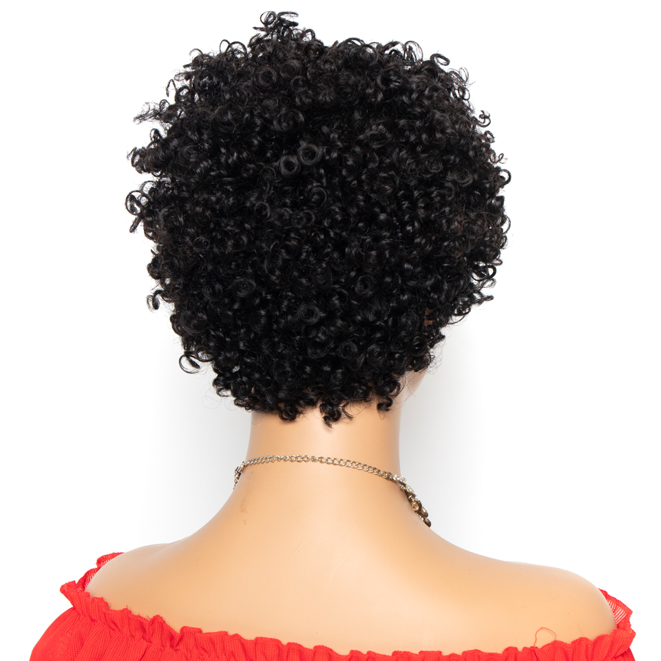 ショートキンキーカーリーかつらブラジルの Remy 毛本物の人間の髪かつら 150% 密度女性ナチュラルカラー Yepei 髪