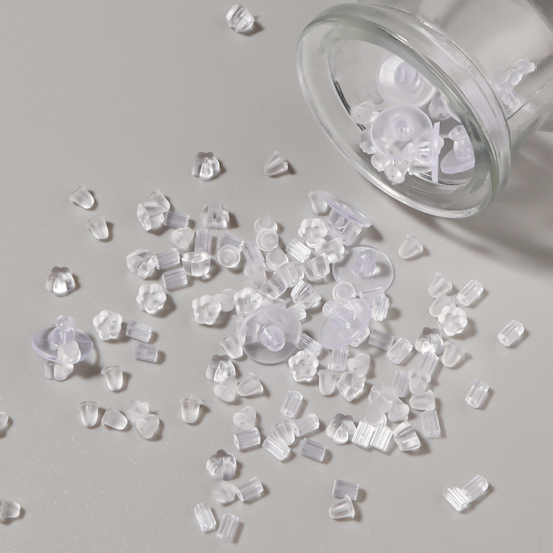 ゴムイヤリングバックシリコーンラウンド 200-2000 個耳栓ブロックキャップイヤリングバックストッパー DIY イヤリングジュエリーメイキング