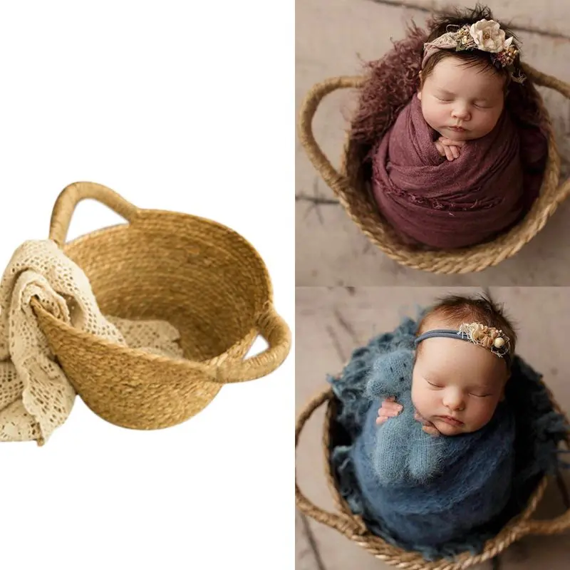 Sơ Sinh Hình Ảnh Chụp Giỏ Bé Trăng Tròn Đạo Cụ Chụp Ảnh Trẻ Đan Giỏ Đựng Đồ