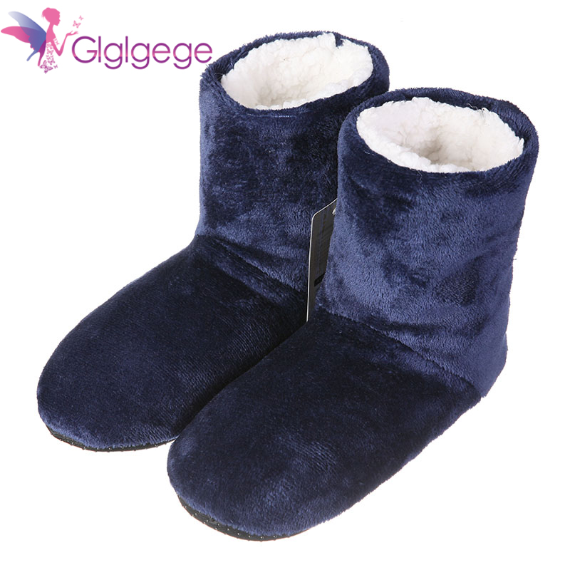 Glglgege sapatos quentes de inverno de alta qualidade, sapatos deslizantes de fundo macio para casa, botas quentes de pelúcia para homens e mulheres, sapatos de chão