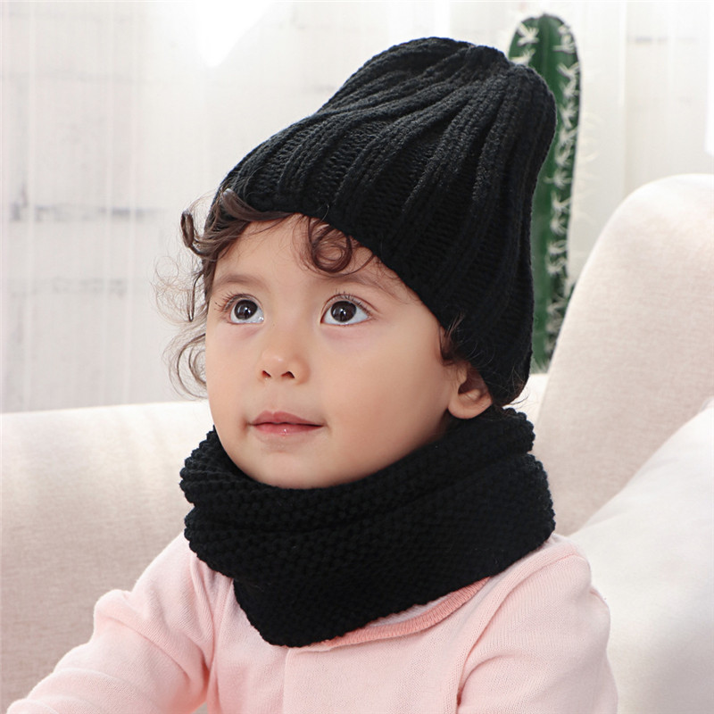 2024 Nieuwe Hoed En Sjaal Voor Kinderen Massief Acryl Kindermuts Met Een Sjaal Gebreide Meisjes Jongen Hoeden Sjaals Set Winter Accessoires