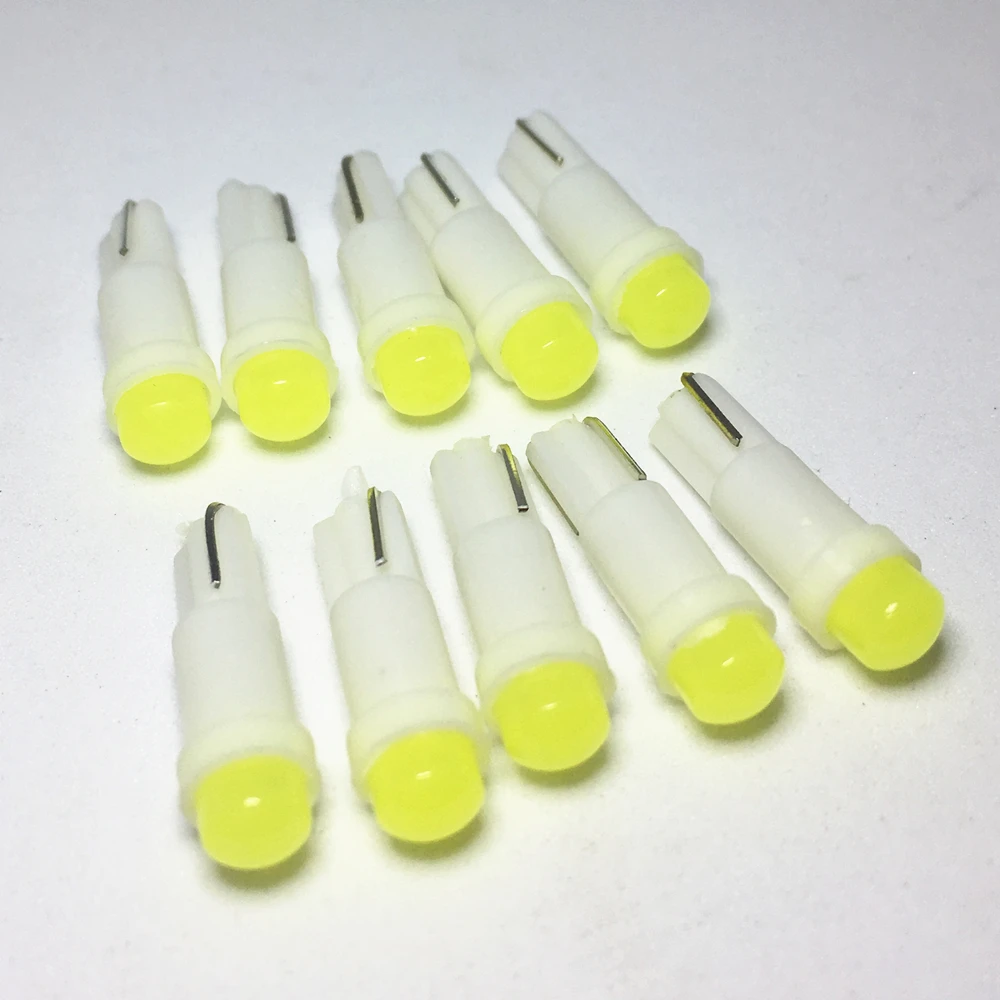 10 Uds T5 luces LED W1.2W W3W luz LED Interior del coche cuña lateral automática tablero indicador lámpara de instrumento bombilla 4014 LED superbrillante